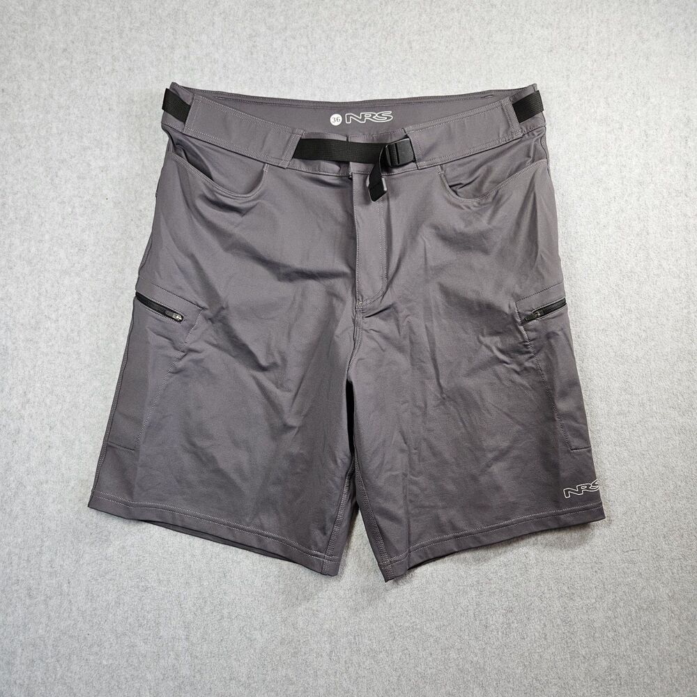 NRS Guide Shorts Mens 36 Gray Belted Zip Pockets Kayak Fisherman Outdoor